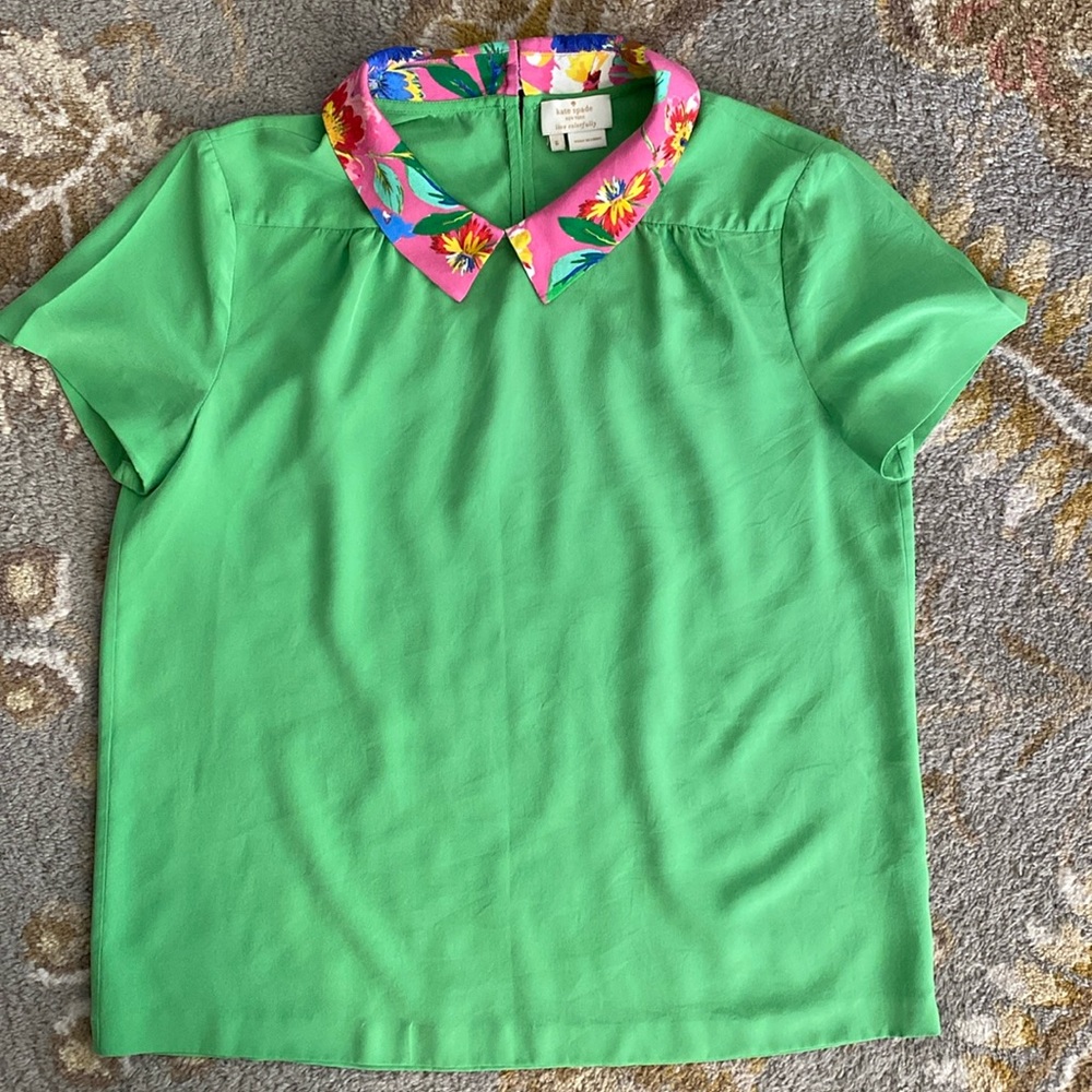 Kate Spade silk green shirt sz 6